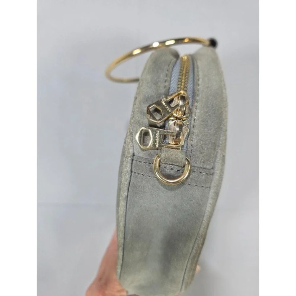 Thacker New York Suede Round Gia Canteen Handbag Luxury Gold Handle Crossbody
